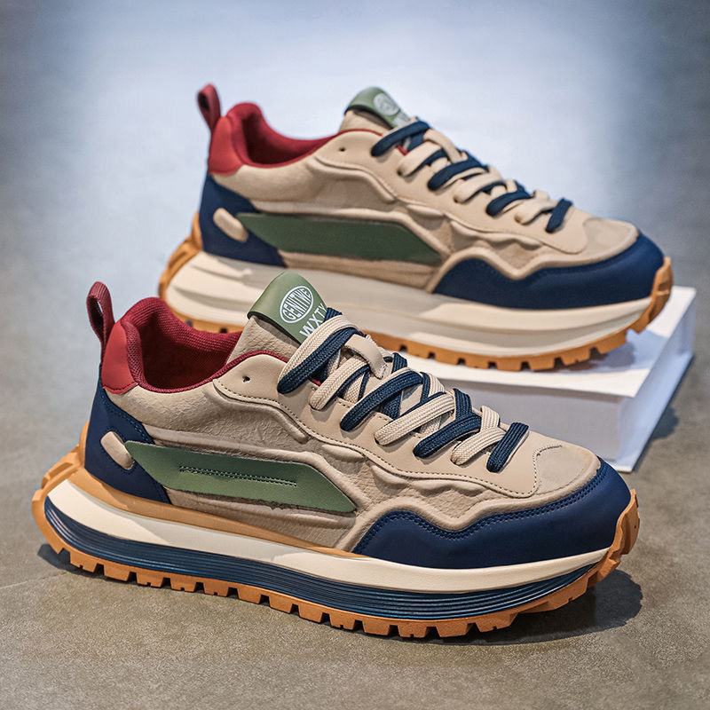 Men's Spring 2025 new breathable casual sports shoes, anti-slip soft-soled white sneakers, trendy dad shoes for men details Picture