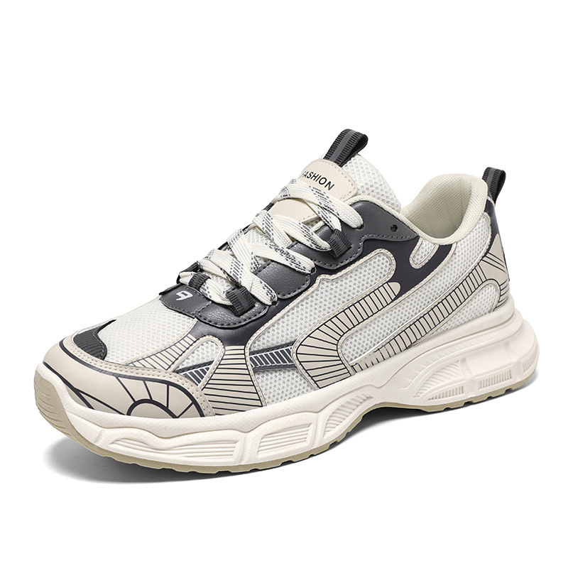 Summer men's shoes: Breathable mesh shoes for men, trendy and versatile thick-soled anti-slip sports shoes, casual running dad shoes for men Item Picture
