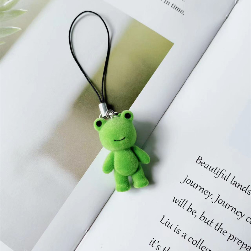Ins-style cute and unique frog pendant, mini three-dimensional plush animal phone pendant chain, couple USB flash drive bag pendant Item Picture