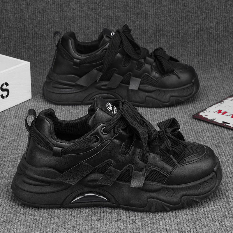 New breathable mesh sports shoes for men in autumn, Korean style trendy and versatile white sneakers, thick-soled dad trendy shoes Application Scenario