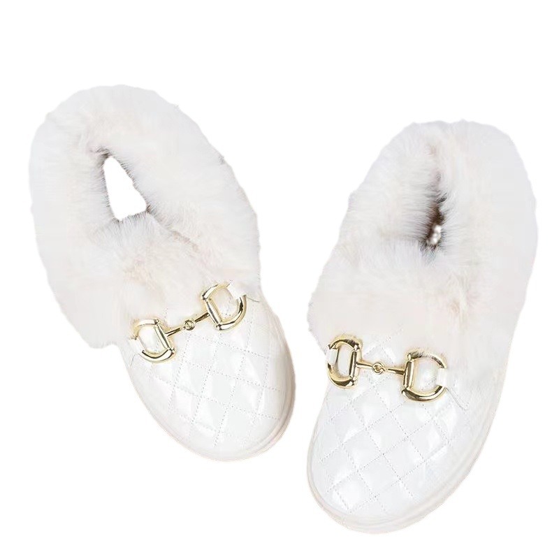 Women's 2024 new winter warm women's soft-soled PU upper comfortable fleece cotton shoes factory wholesale one piece Item Picture