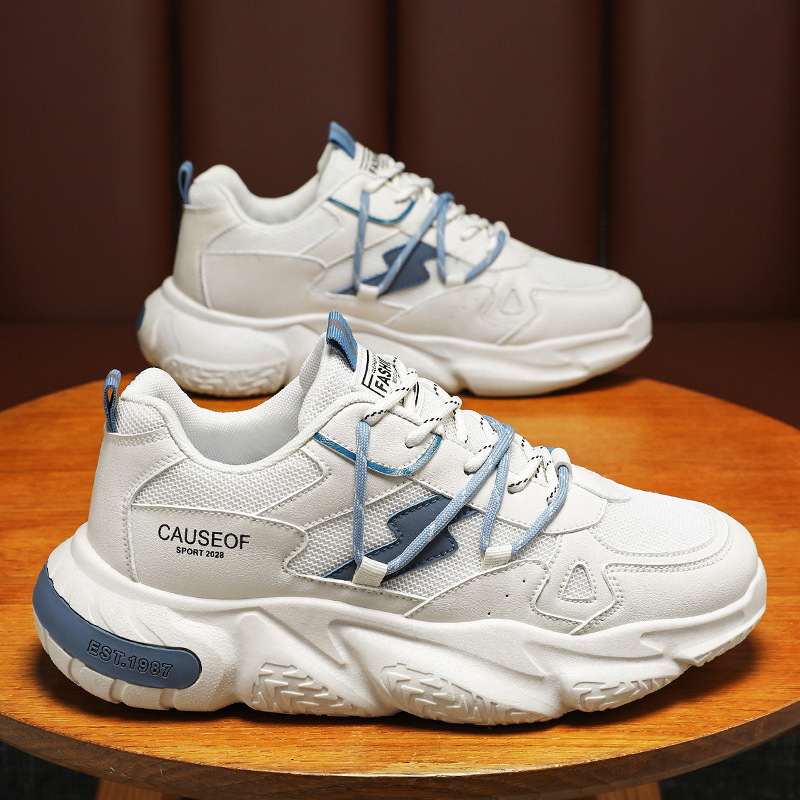 New breathable sports shoes for men in spring, Korean style trendy and versatile thick-soled casual shoes, running dad shoes for men details Picture