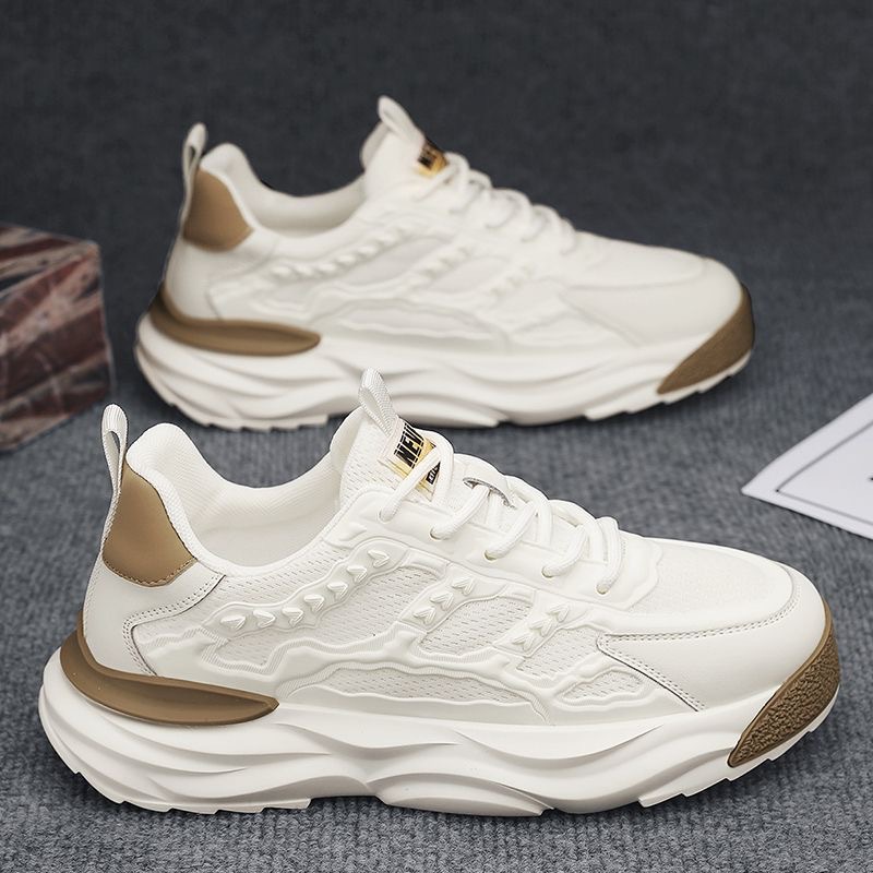 New summer men's shoes: breathable mesh shoes, trendy and versatile white sneakers, thick-soled sports shoes, casual dad shoes Specification drawing