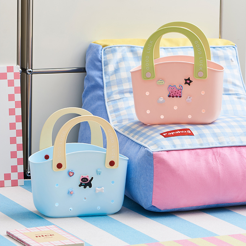 J06-6985 Dopamine Basket Bath Basket, large-capacity bathroom dry and wet separation hand-held washing basket, student dormitory storage basket