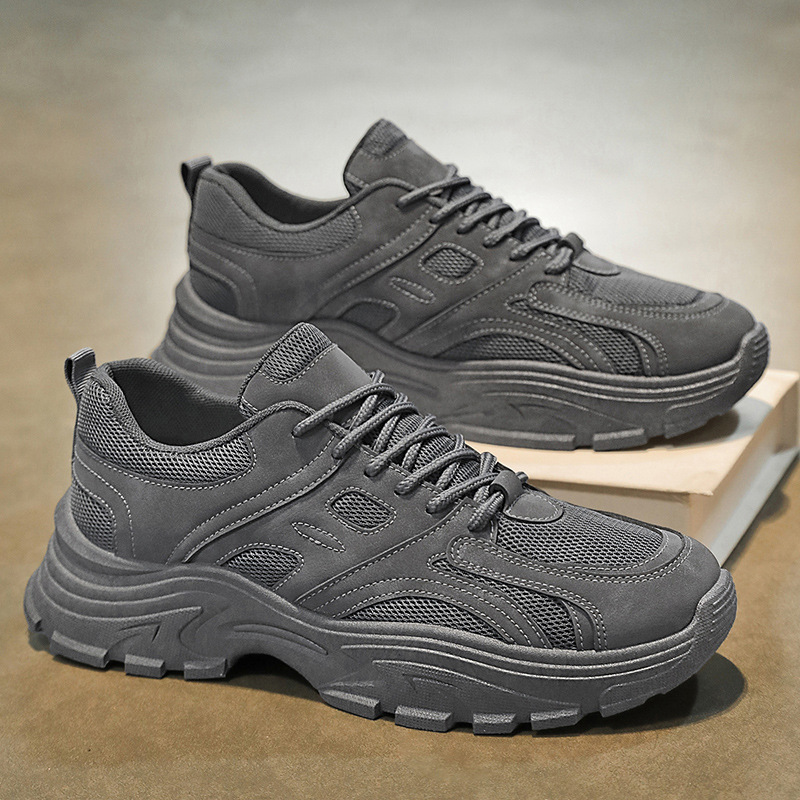 New summer men's shoes: Breathable mesh shoes, men's trendy and versatile thick-soled black sports shoes, casual dad trendy shoes Application Scenario