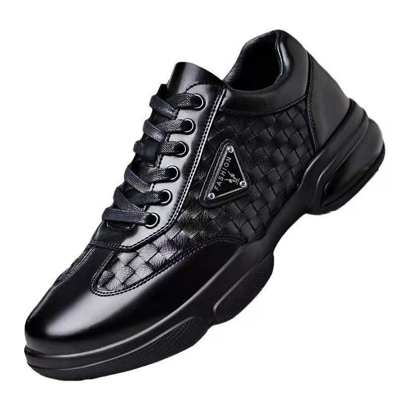 New breathable leather men's shoes, trendy and versatile casual shoes, low-top lace-up work shoes, men's leather shoes Item Picture