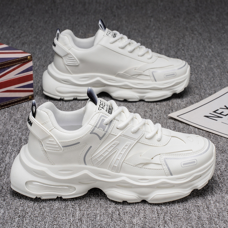 New breathable white sneakers for men in spring, trendy and versatile thick-soled height-increasing sports shoes, casual dad shoes for men Application Scenario