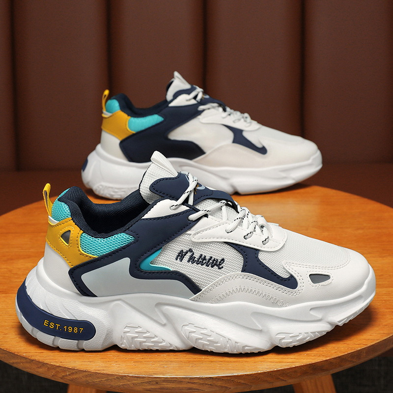 New men's shoes for spring: Breathable mesh shoes, trendy and versatile men's thick-soled sports shoes, casual dad shoes, and trendy shoes full figure