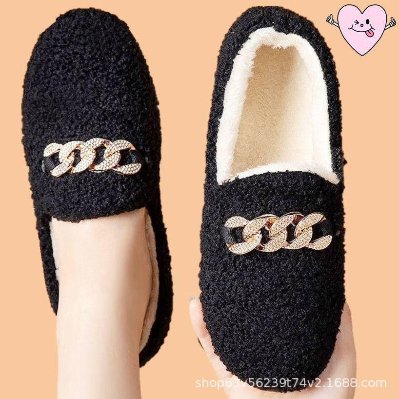 Autumn and winter Doudou cotton shoes, women's cotton shoes, postpartum shoes, indoor thick-soled anti-slip low-top plush cotton shoes, one-piece consignment Application Scenario