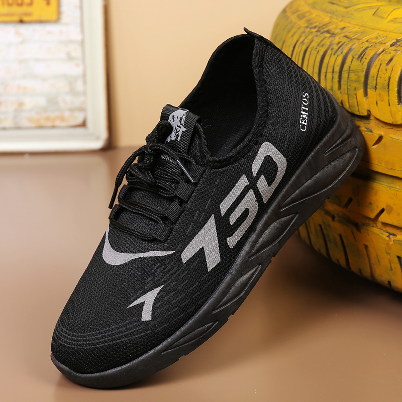 2025 Fashion new textile category injection-molded shoes, black front lace-up fly weave low-top sporty in stock, round toe full figure