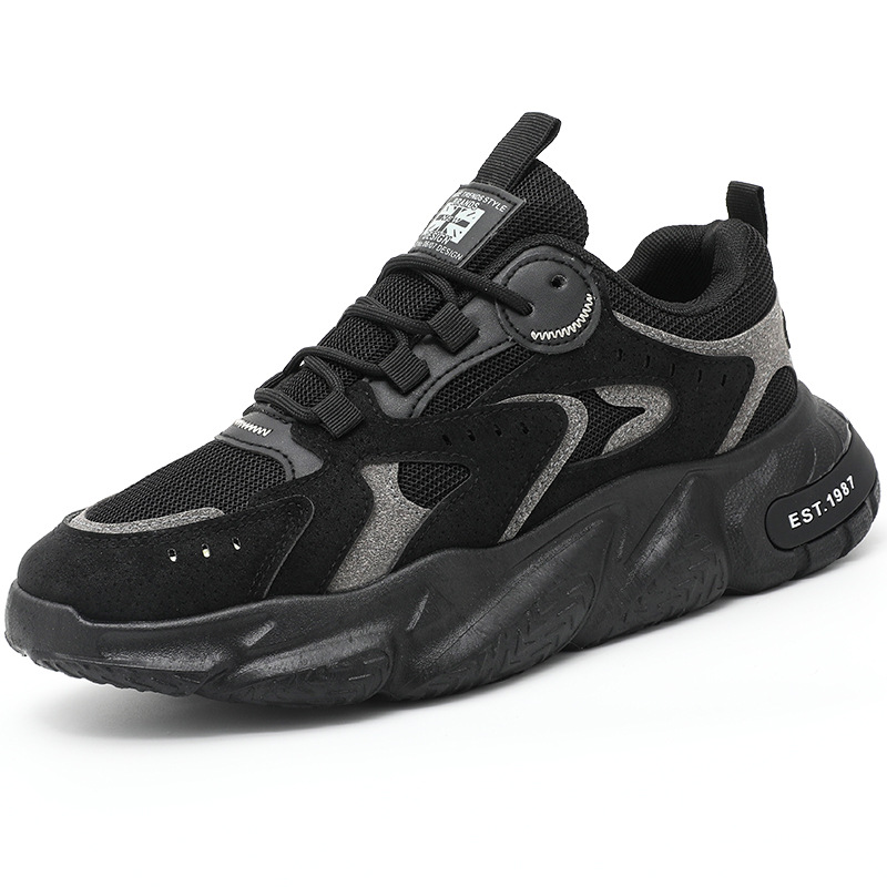 New breathable work safety shoes for men in spring, trendy and versatile men's shoes with insole height-increasing and anti-slip features, casual and sporty dad shoes Item Picture