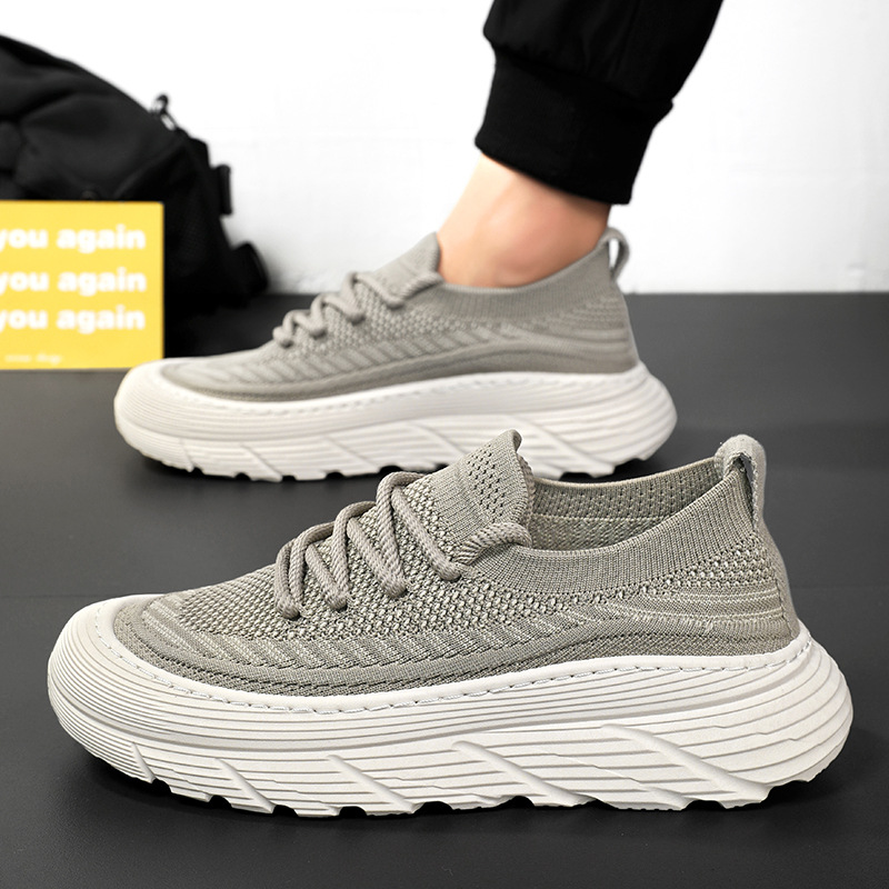 Summer men's breathable mesh shoes, men's sports shoes, Korean style versatile thick-soled anti-slip casual shoes, running dad shoes Specification drawing