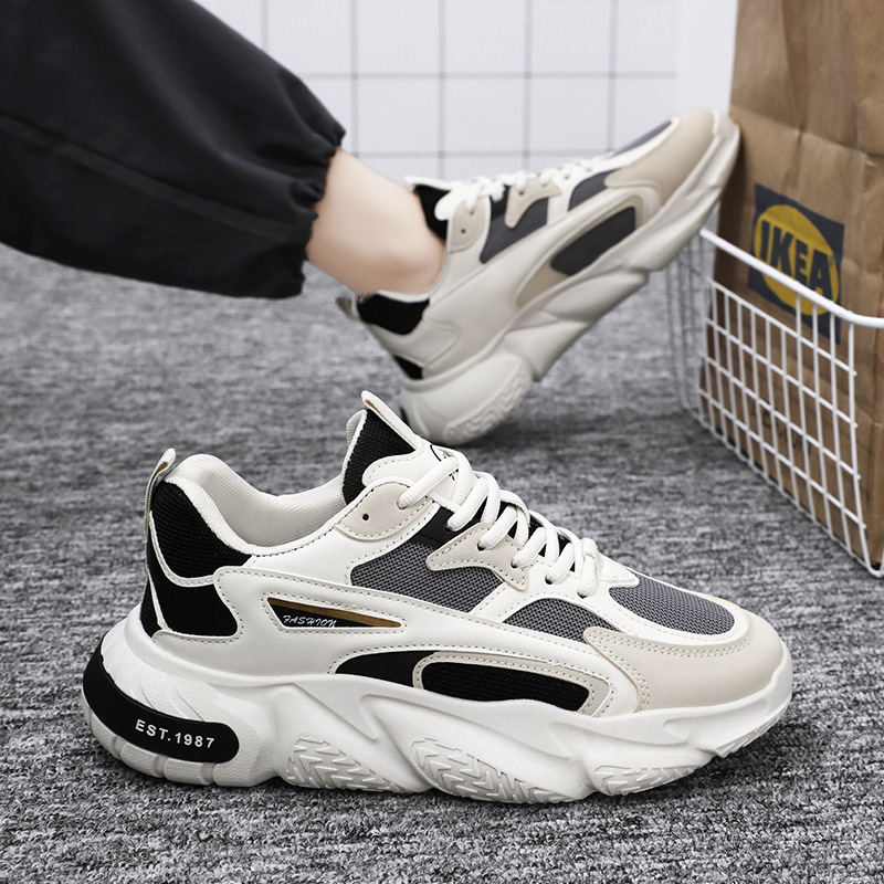 New breathable mesh sports shoes for men in spring, trendy and versatile, white height-increasing casual running dad shoes Application Scenario