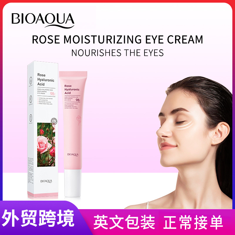 BIOAOUA Rose Hyaluronic Acid Moisturizing Eye Cream for Hydrating, repairing and improving dryness. Cross-border export wholesale full figure
