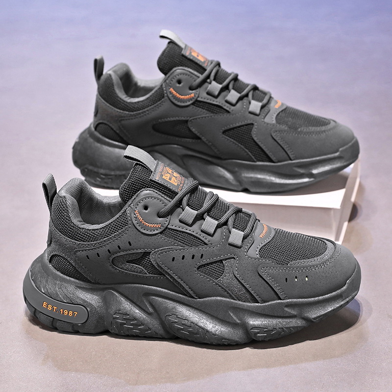 New breathable work safety shoes for men in spring, trendy and versatile men's shoes with insole height-increasing and anti-slip features, casual and sporty dad shoes full figure