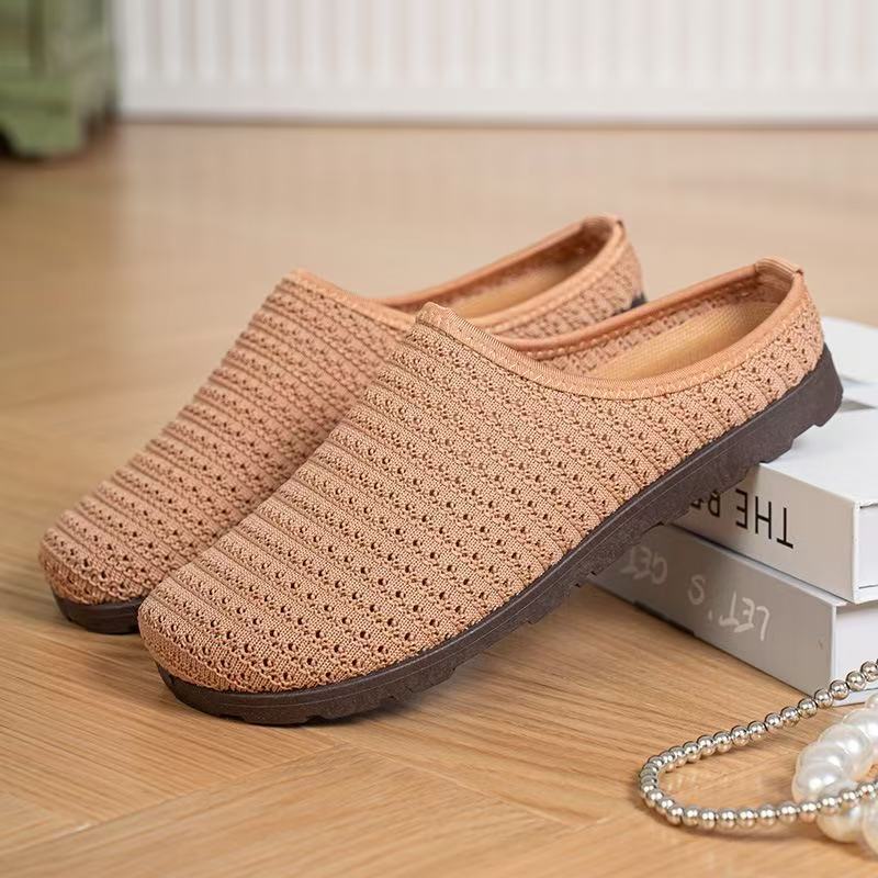 2025 Flat Bohemian Boken shoes for women, woven, perforated, breathable, half-slippers, one-foot cross-border slippers details Picture