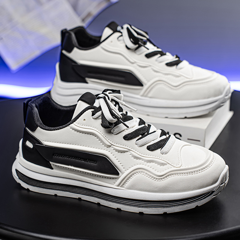 Men's Spring 2025 new breathable casual sports shoes, anti-slip soft-soled white sneakers, men's trendy dad shoes details Picture