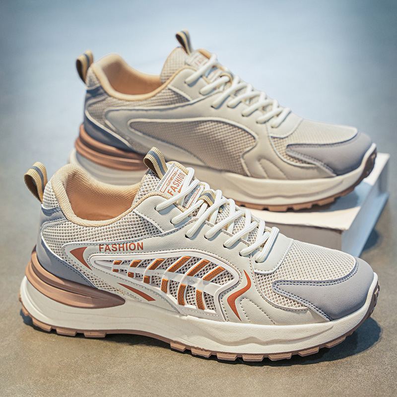 New breathable mesh sports shoes for men in autumn, Korean style trendy and versatile thick-soled casual dad shoes, trendy shoes Application Scenario