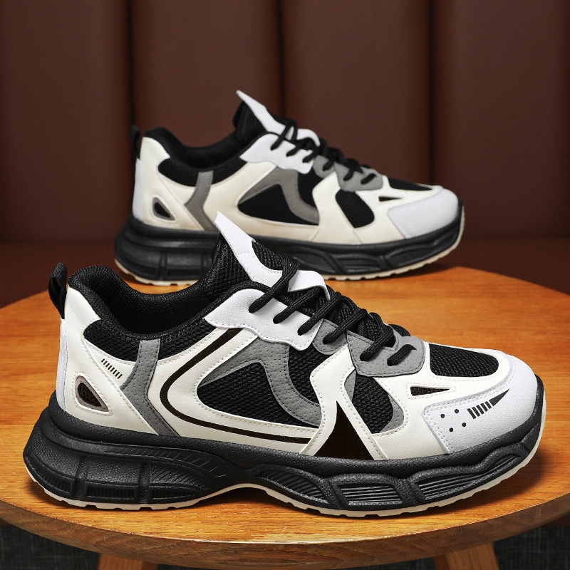 Spring men's shoes: New breathable mesh shoes, men's trendy and versatile thick-soled sports shoes, casual running dad trendy shoes full figure