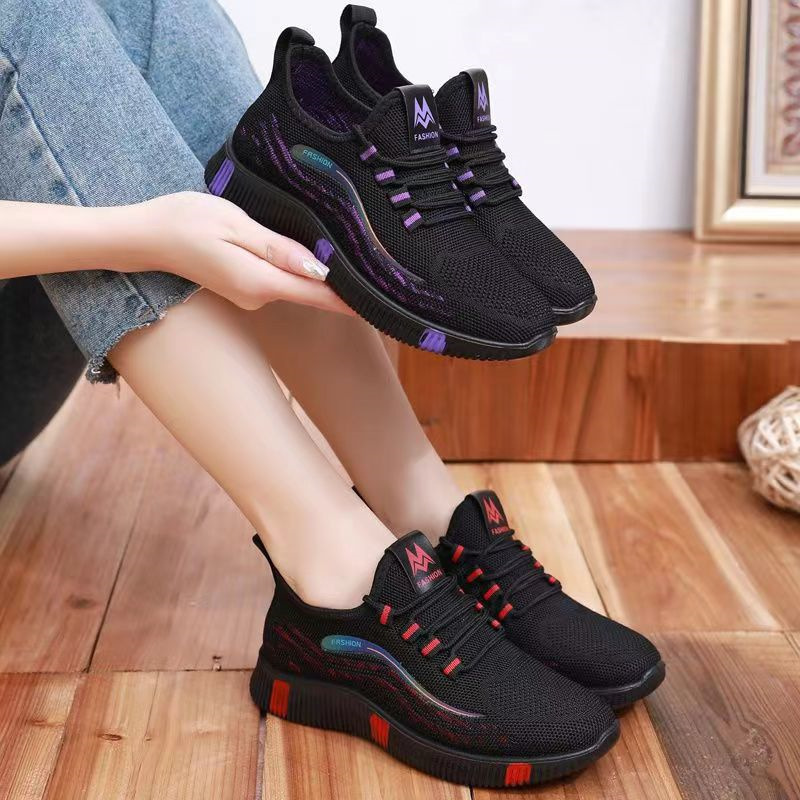 New casual woven sports shoes, women's mesh surface breathable soft-soled running shoes, fashionable and trendy Korean-style versatile mom shoes Specification drawing