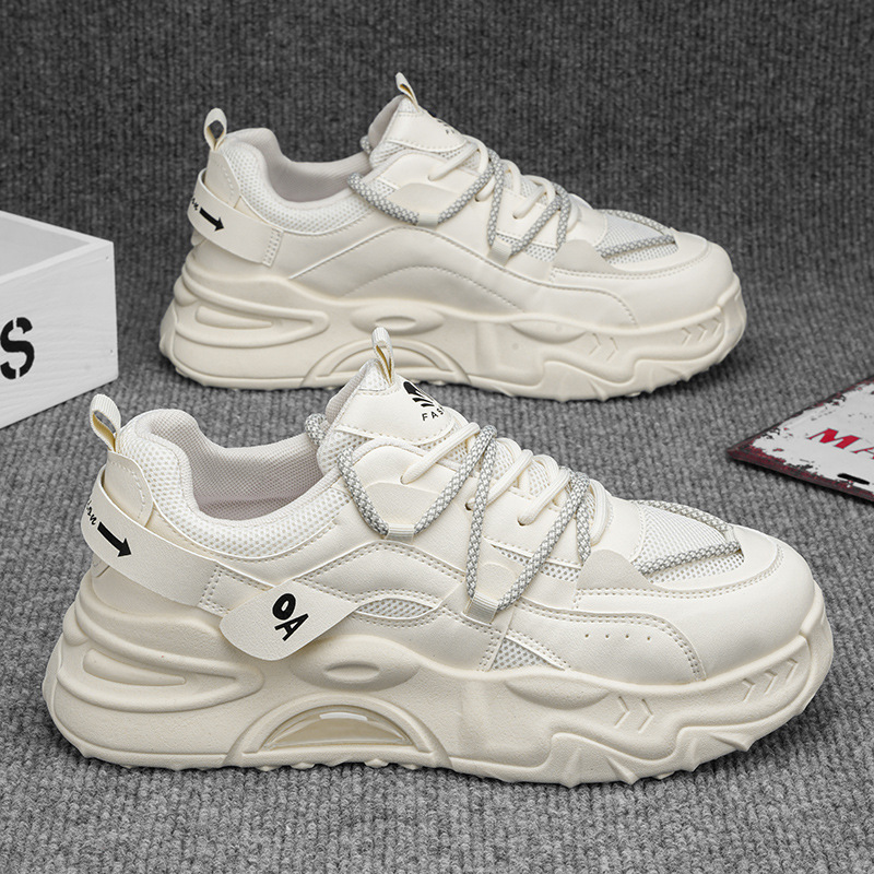 New men's shoes for autumn: Breathable mesh white sneakers, trendy and versatile for men, thick-soled sports shoes, casual dad shoes for men Application Scenario