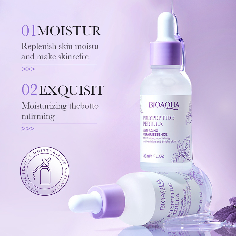 All-english BIOAOUA Peptide Perilla Moisturizing Anti-Wrinkle Skin Care Product Set Facial Cleanser cross-border export wholesale Specification drawing