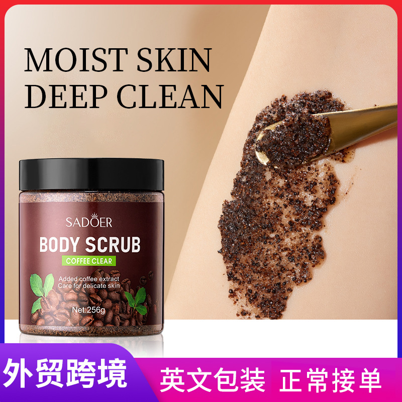 Cross-border wholesale of all-English SADOER coffee Body Cleansing Scrub for softening keratin and fine scrub full figure