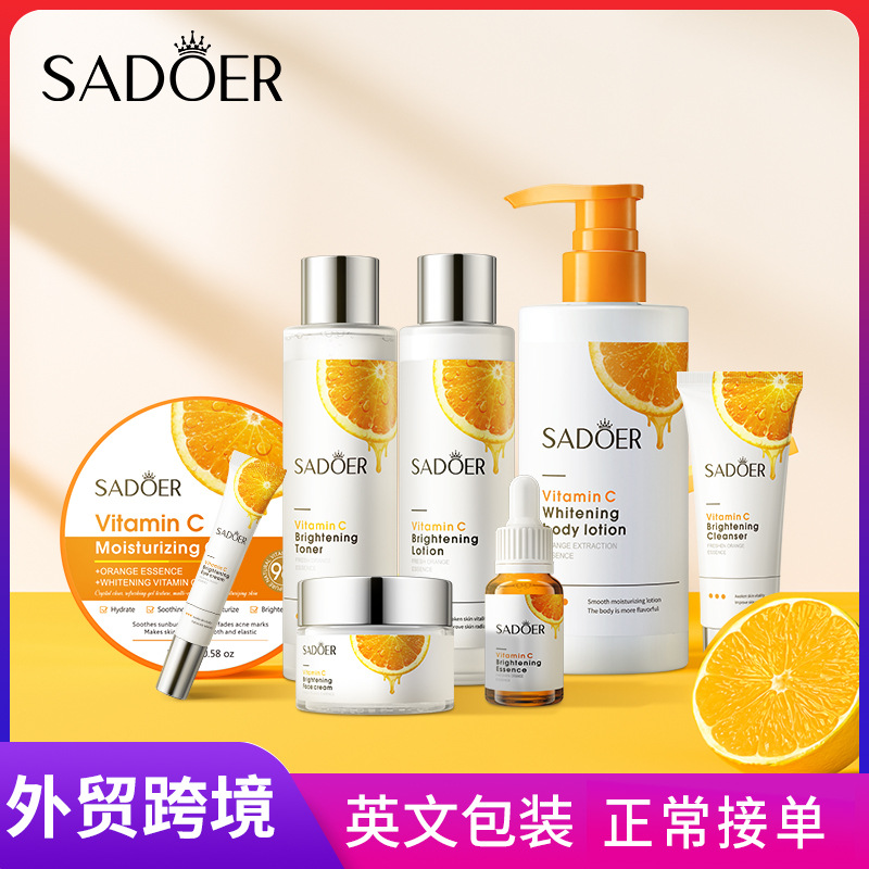 Cross-border wholesale of SADOER vitamin C whitening skin care product sets, including eye cream, face cream and essence full figure
