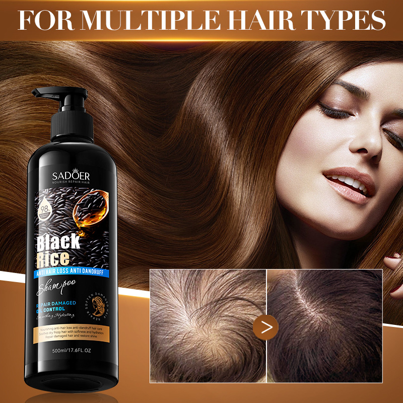 Cross-border wholesale of SADOER Black Rice Anti-hair Loss, Anti-dandruff, Repairing and Nourishing Shampoo, Softening and Cleansing Shampoo details Picture