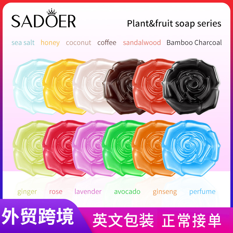 Cross-border wholesale of the full range of SADOER rose essential oil soap, handmade soap and body cleansing soap in English full figure