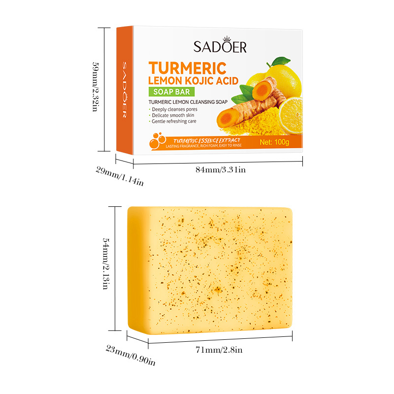SADOER turmeric Lemon Cleansing Soap for Clean Body, handmade soap, cross-border export wholesale Item Picture