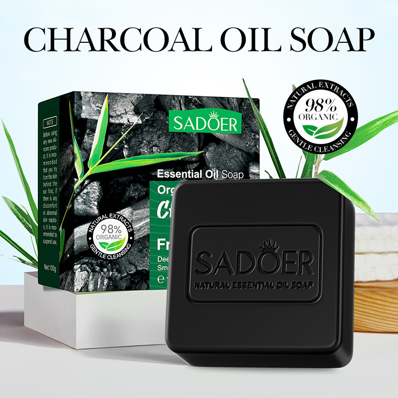 SADOER bamboo charcoal essential oil soap, handmade soap, bath soap, cleaning universal soap, cross-border export wholesale details Picture