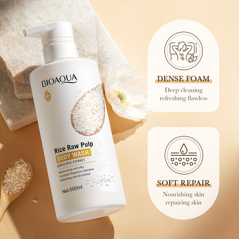 All-english BIOAOUA Rice pureed Body Wash, Body Cleansing and brightening Body Wash, cross-border export wholesale Specification drawing
