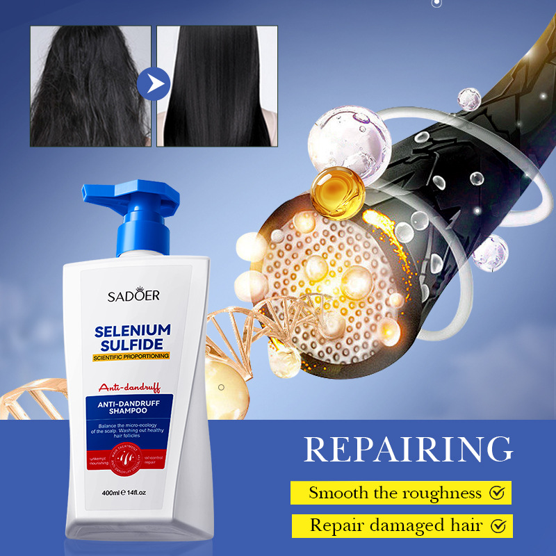 All-english SADOER selenium disulfide anti-dandruff Shampoo and hair cleaning shampoo cross-border export wholesale Specification drawing