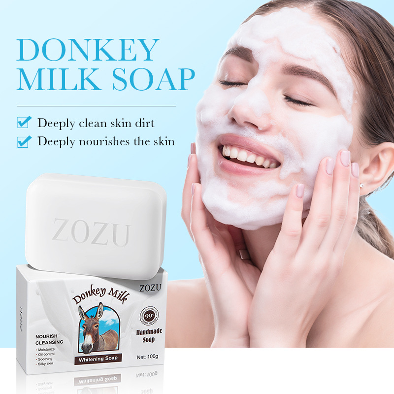 All-english ZOZU donkey Milk Whitening Handmade Soap for Cleansing and universal skin rejuvenation, cross-border export wholesale details Picture