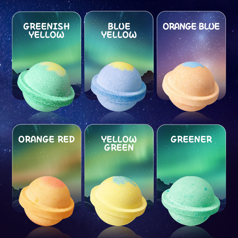 All-english SADOER Planet Bath Salt Balls Yellow and Green Deep Cleansing Body Universal Bath Salt Balls Cross-border export wholesale full figure