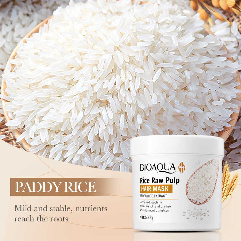 All-english BIOAOUA Rice Pureed Hair Mask Drying, Moisturizing and Nourishing Hair Conditioner Cross-border export wholesale Specification drawing