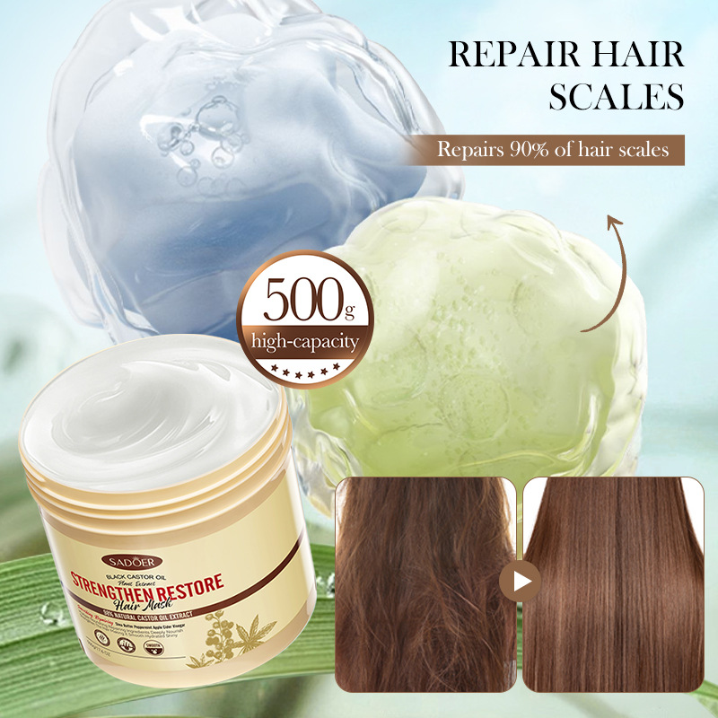 Cross-border export wholesale of SADOER black castor Oil Hair Mask, soft, smooth and fluffy Hair Conditioner Specification drawing