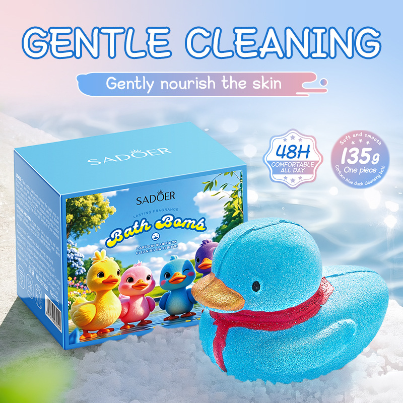 All-english SADOER cartoon blue duck cleaning bath salt balls (float balls) cross-border export wholesale of cleaning bath salt balls Specification drawing