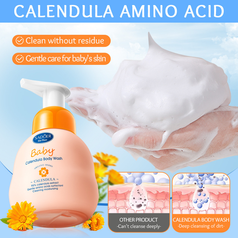 Cross-border export wholesale of SADOER children's Calendula amino Acid Gentle Body Wash and cleansing Body lotion Application Scenario