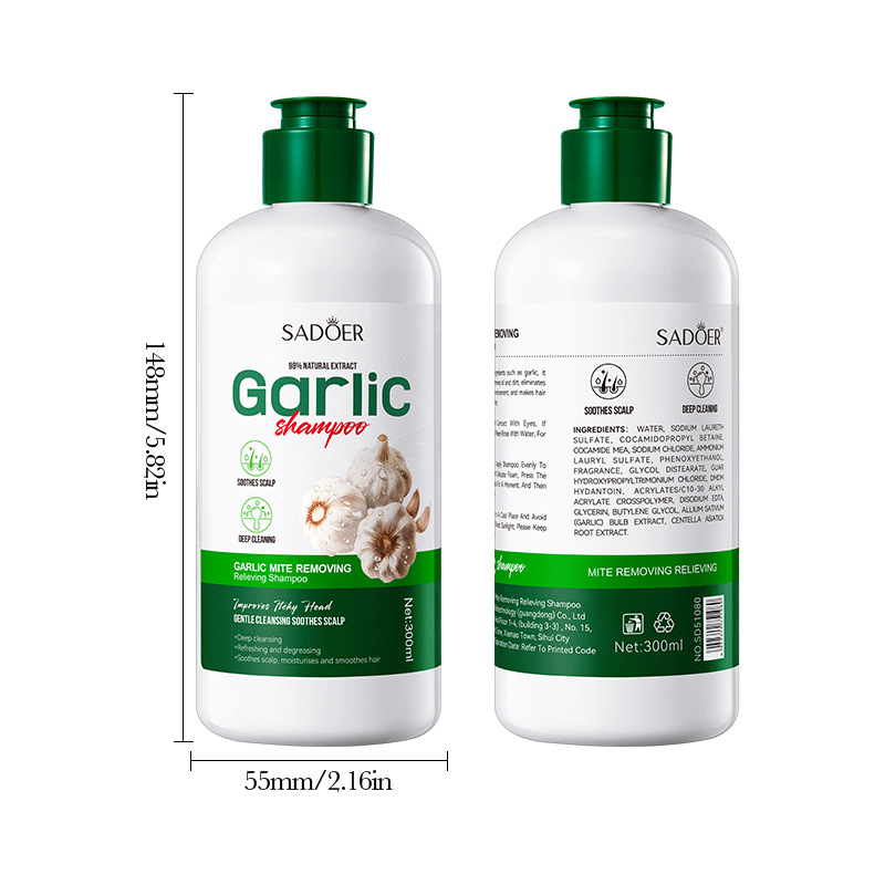 SADOER Garlic Mite-removing Soothing Shampoo Deep Cleansing Hair Shampoo cross-border export wholesale Item Picture