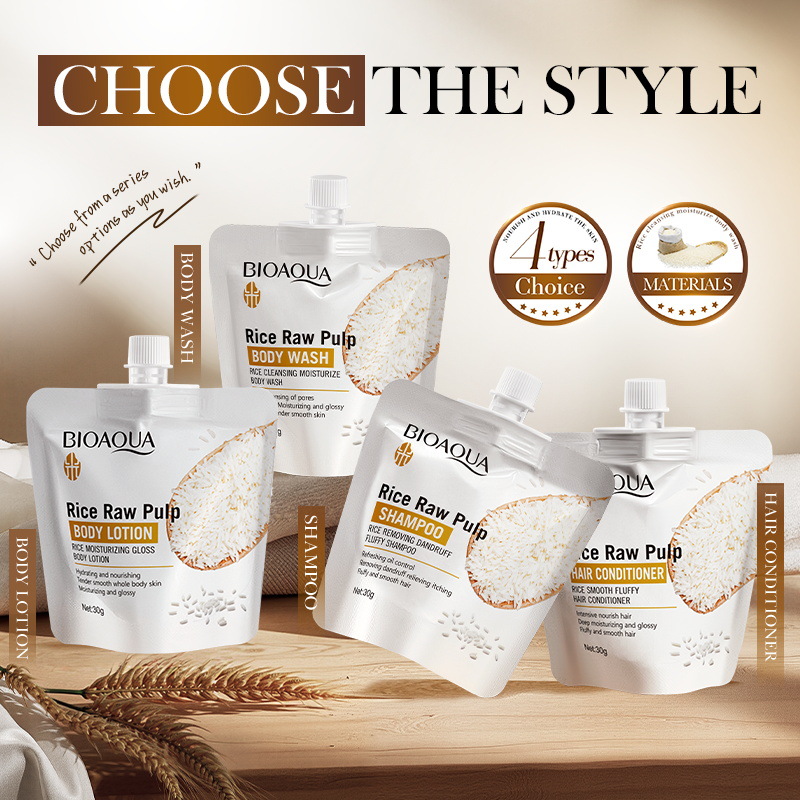 All-english BIOAOUA Rice purees Moisturizing and Cleansing Body Wash Cross-border export wholesale full figure