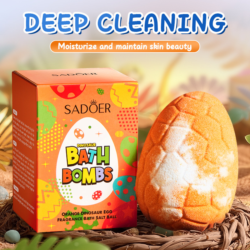 Full English SADOER Orange Dinosaur Egg Scented Bath Salt Balls (float balls) body bath salt balls cross-border export wholesale details Picture