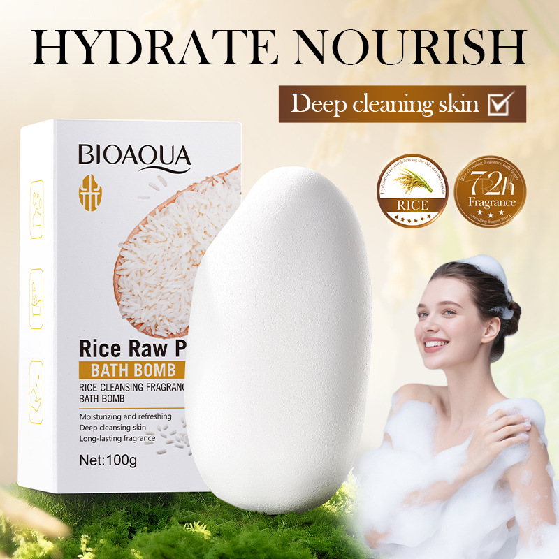 All-english BIOAOUA Rice Purees Moisturizing and Scented Bath Salt Balls, cleaning bath salt balls, cross-border export wholesale full figure