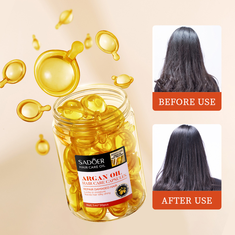 SADOER Argan Oil Hair Care Capsules for dry, yellow and frizzy hair, cross-border export wholesale Item Picture