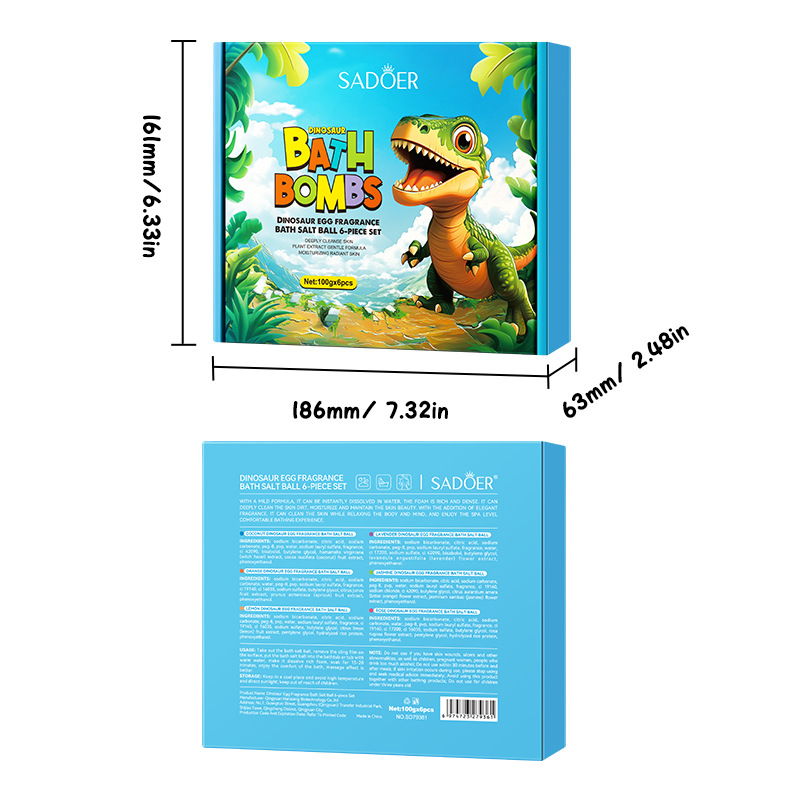 Full-english SADOER dinosaur Egg Scented Bath salt Balls 6-piece set for body cleansing bath salt balls cross-border export wholesale Item Picture