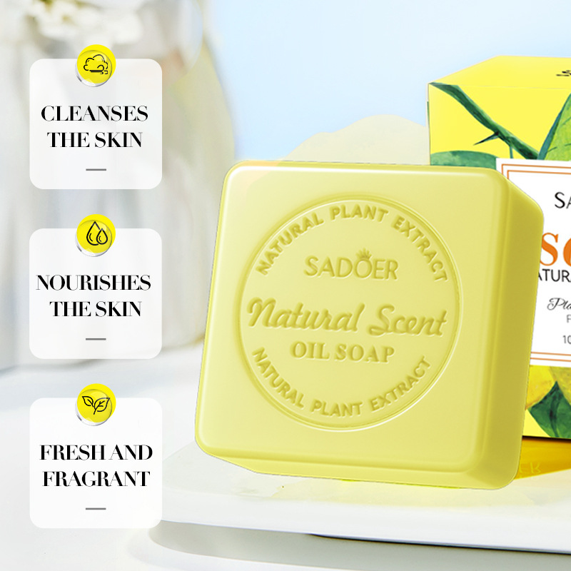 SADOER natural lemon essential oil soap for cleansing the body, universal handmade soap, cross-border export wholesale Specification drawing