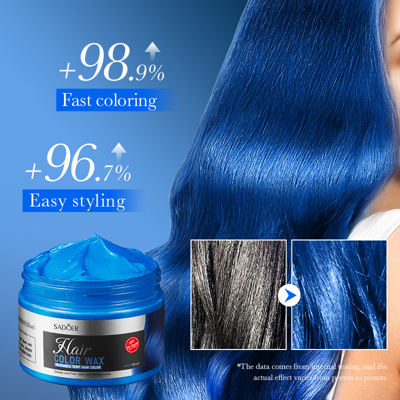 All-english SADOER colored hair paste (blue) with natural and fluffy styling, cross-border export wholesale details Picture