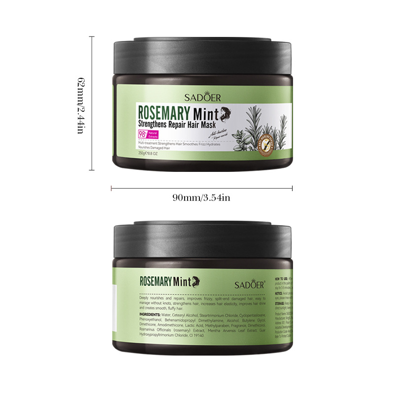 Cross-border export wholesale of the all-English SADOER Mint Rosemary Strengthening and Repairing Hair Mask Nourishing Hair Conditioner Item Picture