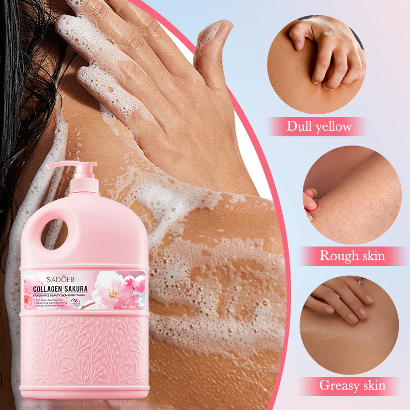 Full English SADOER Cherry Blossom Collagen Fragrance Beauty Body Wash and Cleansing Body Wash cross-border export wholesale Specification drawing